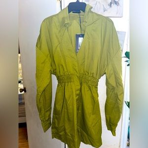 Olive Oversized Ruched Waist Shirt Dress